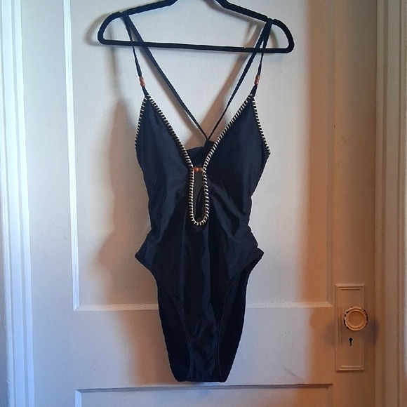 Shade & Shore Other - NWT Black One-Piece Swimsuit with Bead detail.